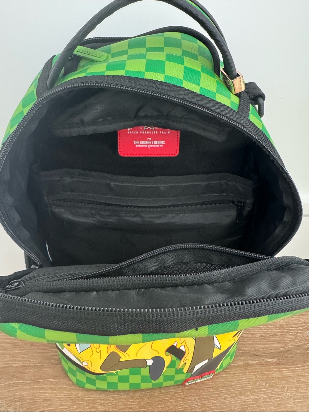 Sprayground x Rick and Morty “Fire Rick” backpack in green checker colorway - Picture 3 of 5
